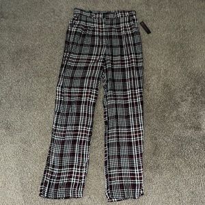 No Boundaries Pleated Red, Black, and White Plaid Pants